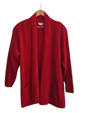 Adele Joyce Lambswool Angora Cardigan XL Red Vintage Soft Luxe Timeless Layer